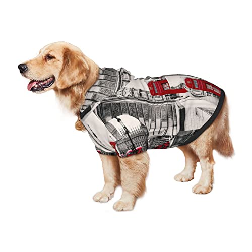Cabina telefónica roja Londres Street Printing Ropa para perros Sudadera con capucha para mascotas, disfraz de invierno, sudadera mediana y grande