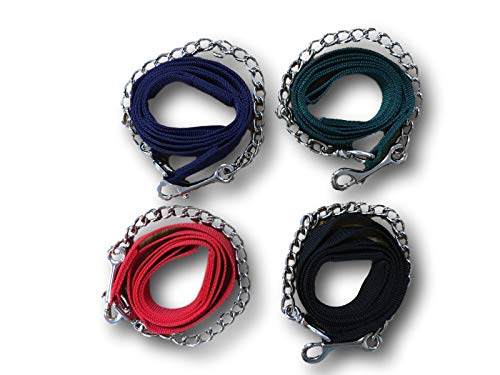 Cadena de guía para caballos, conducción segura con cadena de hierro y mango de nailon, correa adecuada para perros con poni burro, longitud 2,10 m (verde oscuro)