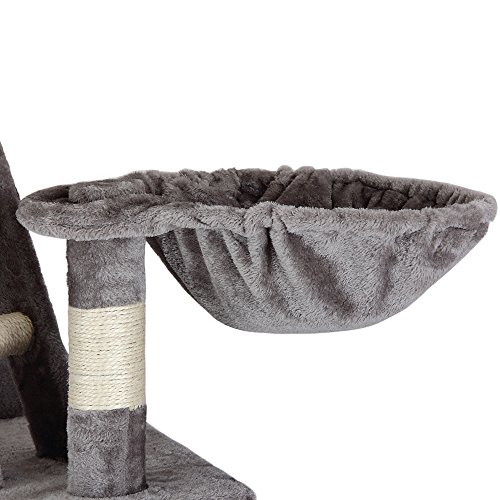 Cadoca Arbol Rascador para Gatos XL 2,4m Gris Juguete para Felinos con Plataformas Cuevas Nidos Tubo