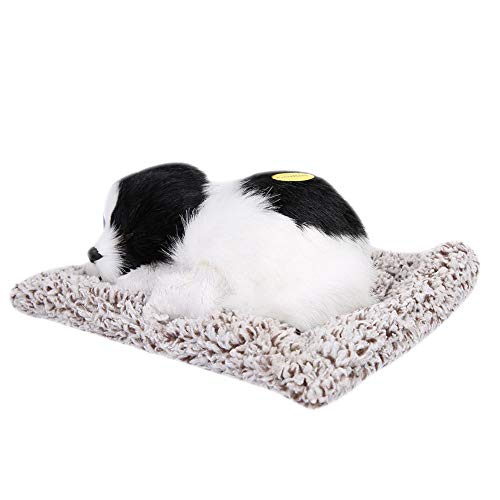 Caiqinlen Gato Negro Animal de Peluche Perro de Peluche Blanco Y Negro Cachorro de Peluche Cachorro Realista Cachorro Durmiendo Cachorro Petzzz Perro,(Perro de carbón de Bloque Blanco y Negro)