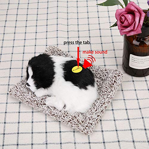 Caiqinlen Gato Negro Animal de Peluche Perro de Peluche Blanco Y Negro Cachorro de Peluche Cachorro Realista Cachorro Durmiendo Cachorro Petzzz Perro,(Perro de carbón de Bloque Blanco y Negro)