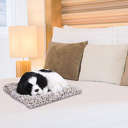 Caiqinlen Gato Negro Animal de Peluche Perro de Peluche Blanco Y Negro Cachorro de Peluche Cachorro Realista Cachorro Durmiendo Cachorro Petzzz Perro,(Perro de carbón de Bloque Blanco y Negro)
