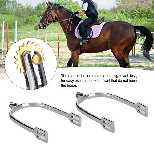 Caiqinlen Regalo RomÁntico Espuelas de Bota,Espuelas de aleación de Zinc para Montar a Caballo, espuelas de Caballo giratorias Simples Espuelas de Cuerda Estilo inglés, diseño F