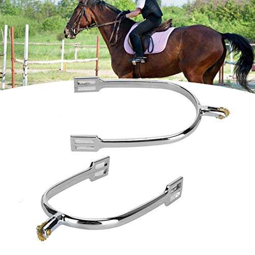 Caiqinlen Regalo RomÁntico Espuelas de Bota,Espuelas de aleación de Zinc para Montar a Caballo, espuelas de Caballo giratorias Simples Espuelas de Cuerda Estilo inglés, diseño F