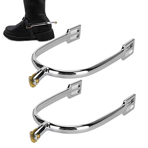 Caiqinlen Regalo RomÁntico Espuelas de Bota,Espuelas de aleación de Zinc para Montar a Caballo, espuelas de Caballo giratorias Simples Espuelas de Cuerda Estilo inglés, diseño F