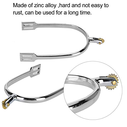 Caiqinlen Regalo RomÁntico Espuelas de Bota,Espuelas de aleación de Zinc para Montar a Caballo, espuelas de Caballo giratorias Simples Espuelas de Cuerda Estilo inglés, diseño F
