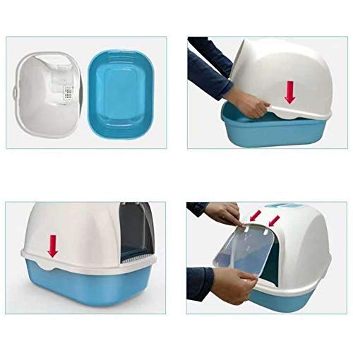 Caja de arena para gatos Arena for gatos caja de alimentos for mascotas Gran Tamaño de la litera del gato caja, Easy Clean completamente cerrado WC gato, reducir la basura dispersión Hasta el 95% de l