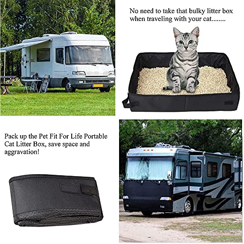 Caja de Arena para Gatos, Caja de Arena para Mascotas, Arenero para Gatos, Caja de Arena para Gatos, Bandeja de Arena para Mascotas, para Interior, Viaje, Camping, Parque (Negro)