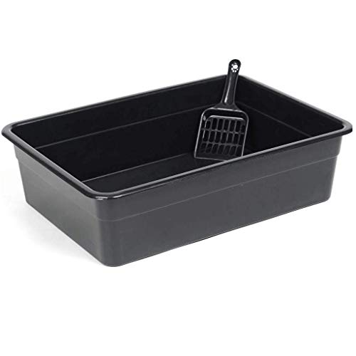 Caja de arena para gatos Camada grande abierto del gato Pan, fácil limpieza Litterbox Diseñado por los propietarios de gatos con bandeja perro gato caja de arena del gato del perro casero de la cuchar