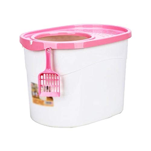 Caja de arena para gatos Personalidad de la moda Cat Aseo Suministros for mascotas Mascotas Gran Papelera de basura Cat Aseo Multicolor Opcional Caja de arena para gatos grande ( Color : Pink )