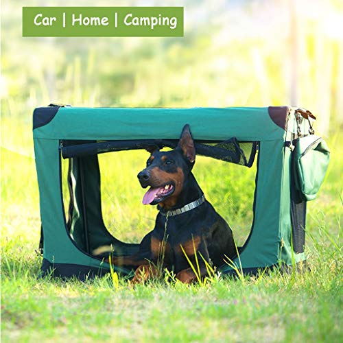 Cajones para el coche Transportín Perro Gato Jaula de perro de coches, perrera plegable, fuera del puerto Carpa perro Portátil, toda la estructura del marco de acero ( Color : Green , Size : 91*63cm )