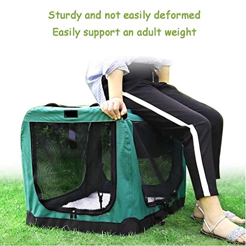 Cajones para el coche Transportín Perro Gato Jaula de perro de coches, perrera plegable, fuera del puerto Carpa perro Portátil, toda la estructura del marco de acero ( Color : Green , Size : 91*63cm )