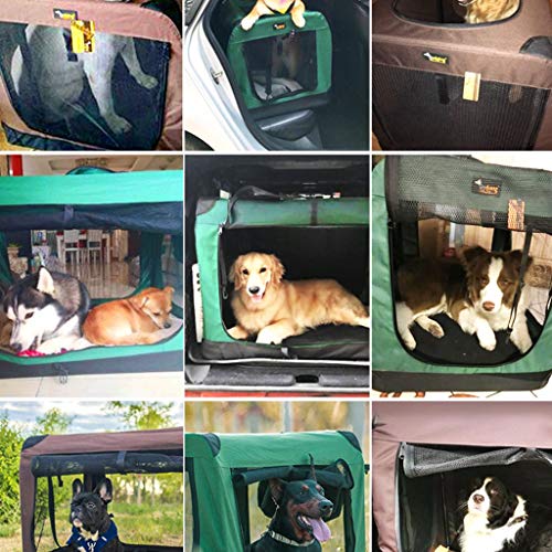 Cajones para el coche Transportín Perro Gato Jaula de perro de coches, perrera plegable, fuera del puerto Carpa perro Portátil, toda la estructura del marco de acero ( Color : Green , Size : 91*63cm )