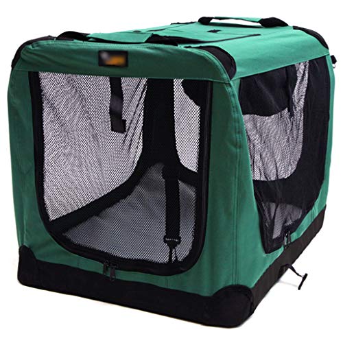 Cajones para el coche Transportín Perro Gato Jaula de perro de coches, perrera plegable, fuera del puerto Carpa perro Portátil, toda la estructura del marco de acero ( Color : Green , Size : 91*63cm )