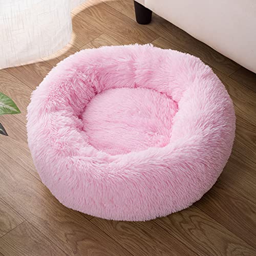 Cama de Felpa para Animales Pequeños Cama Suave para Mamíferos Pequeños Cuna para Conejos Casa Invierno Cama Caliente Redonda Lavable para Animales Pequeños Hámster Guinea Ardilla Chinchilla (Rosa)