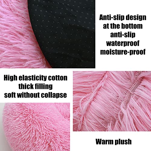 Cama de Felpa para Animales Pequeños Cama Suave para Mamíferos Pequeños Cuna para Conejos Casa Invierno Cama Caliente Redonda Lavable para Animales Pequeños Hámster Guinea Ardilla Chinchilla (Rosa)