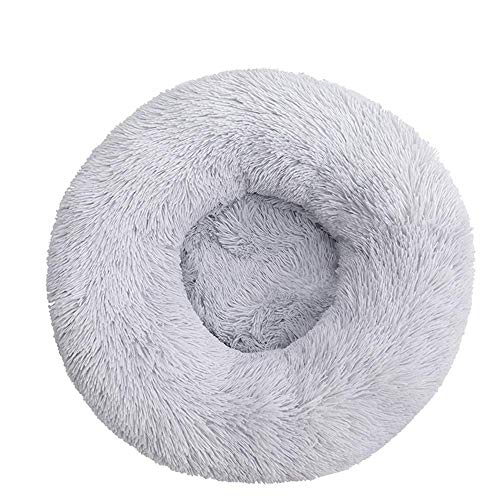 Cama de Gato Donut Base Cama Redonda Impermeable Antideslizante Lavable a Máquina Duradera para Mascotas Cama de Lujo Mullida para Perros Cachorros Gatitos (50cm Gris)