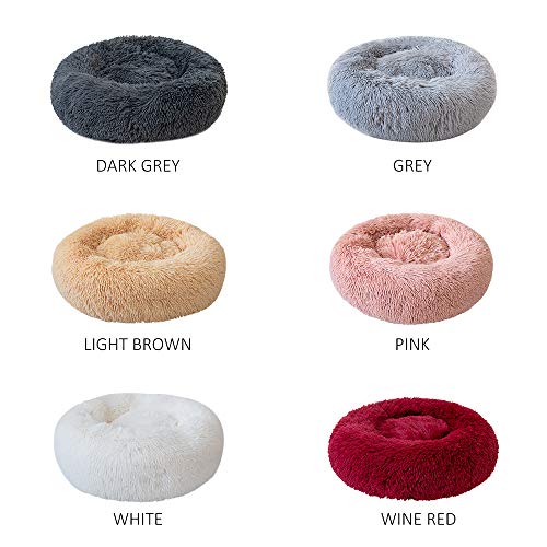 Cama de Mascotas Donut Cama de Perros Gatos Redonda Cómodo Suave Felpa Corto con una Bola de Sisal Cama de Gatitos Cachorros para Dormir Descansar Durmiente （50cm Blanco）