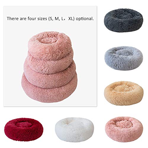 Cama de Mascotas Donut Cama de Perros Gatos Redonda Cómodo Suave Felpa Corto con una Bola de Sisal Cama de Gatitos Cachorros para Dormir Descansar Durmiente （50cm Blanco）