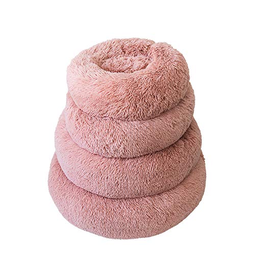 Cama de Mascotas Donut Cama de Perros Gatos Redonda Cómodo Suave Felpa Corto con una Bola de Sisal Cama de Gatitos Cachorros para Dormir Descansar Durmiente （50cm Blanco）