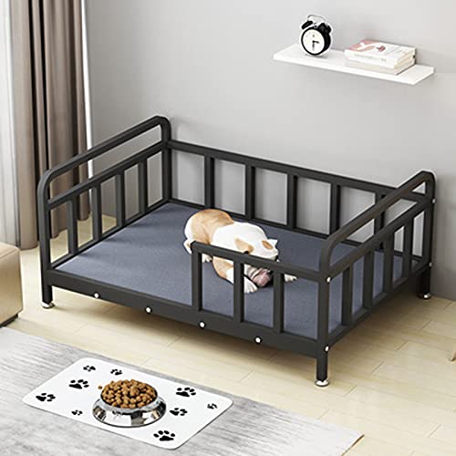 Cama del animal doméstico litera Cama para perros de hierro forjado, Cama para mascotas para perros y gatos grandes y medianos, Cama para mascotas impermeable para interi(Size:105x65x45cm,Color:black)