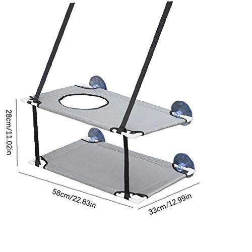 Cama del Gato Capas de Pet Ventana Perca Dobles Gato Hamaca reclinación Cama del Animal doméstico Colgante por Tomar el Sol Gris Accesorios del Gato