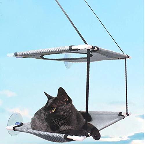 Cama del Gato Capas de Pet Ventana Perca Dobles Gato Hamaca reclinación Cama del Animal doméstico Colgante por Tomar el Sol Gris Accesorios del Gato