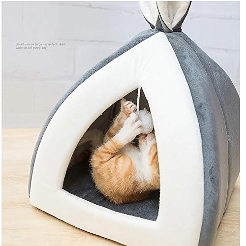 Cama del gato del animal doméstico, Saco de dormir Tienda de campaña para perros Cama de cueva con fondo antideslizante para alfombrillas de gatito Nido de perro Cueva plegable Lindo dormir,Rosado,S