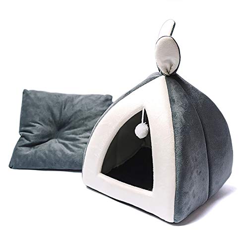 Cama del gato del animal doméstico, Saco de dormir Tienda de campaña para perros Cama de cueva con fondo antideslizante para alfombrillas de gatito Nido de perro Cueva plegable Lindo dormir,Rosado,S