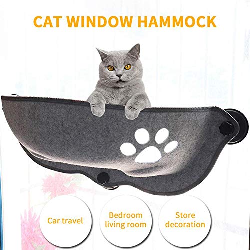 Cama del gato, gato Ventana perca Asiento ventana ventosas ahorro espacio descanso gato hamaca asiento animal doméstico estantes gato seguridad, proporcionando todo alrededor 360 ​​° Tomar el sol