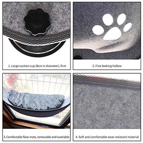 Cama del gato, gato Ventana perca Asiento ventana ventosas ahorro espacio descanso gato hamaca asiento animal doméstico estantes gato seguridad, proporcionando todo alrededor 360 ​​° Tomar el sol