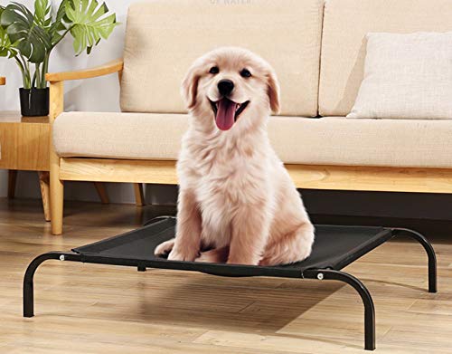 Cama Malla para Perros Gatos, 68 X 55 X 15CM, Camas para Domir Relajar Exterior Terraza Jardín Verano de Ventilación… (S, Negro)