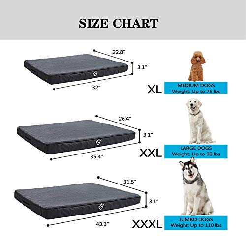 Cama ortopédica para Perros pequeños, medianos y Grandes, colchón para Perros Lavable, Almohada de Espuma en Forma de Caja de Huevos con Funda extraíble,XL Negro