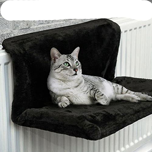 Cama para Gatos Suave y cómoda Hamacas de salón Ventana extraíble Alféizar Casa Radiador de Gato Cama Colgante Cojín Suave para Gatos Suministros para Mascotas-Negro, 55x35cm, China