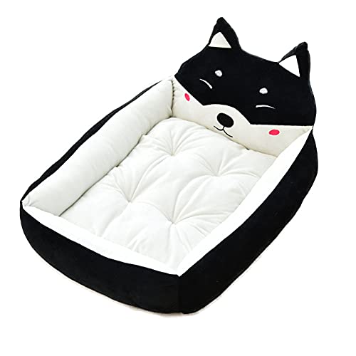 Cama para mascotas con forma de animal canasta para perros suave y esponjosa arena para gatos cama para perros cálida sofá para perros cómoda casa para mascotas amortiguar negro M：60*50*14CM