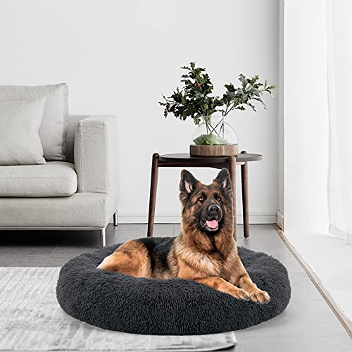 Cama para perro, cama tranquilizante, antiansiedad, donut perro, lavable, impermeable antideslizante inferior de piel sintética cama para mascotas, varios tamaños M-XXL