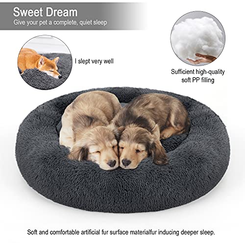 Cama para perro, cama tranquilizante, antiansiedad, donut perro, lavable, impermeable antideslizante inferior de piel sintética cama para mascotas, varios tamaños M-XXL