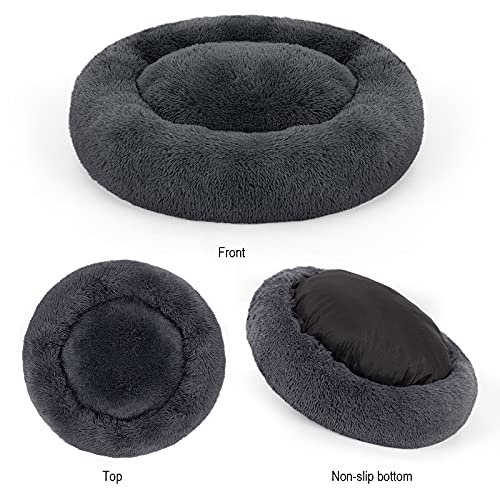 Cama para perro, cama tranquilizante, antiansiedad, donut perro, lavable, impermeable antideslizante inferior de piel sintética cama para mascotas, varios tamaños M-XXL