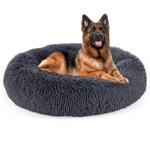 Cama para perro, cama tranquilizante, antiansiedad, donut perro, lavable, impermeable antideslizante inferior de piel sintética cama para mascotas, varios tamaños M-XXL