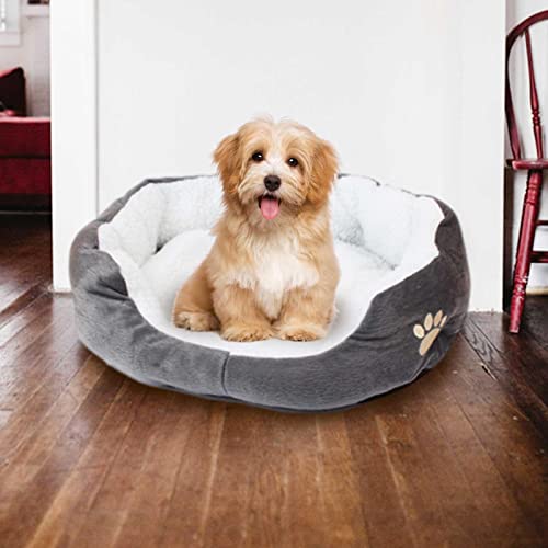 Cama para perro suave para dormir, cojín cálido con caricia, cama para mascotas de abrazos reforzada, sobrellenada para mayor comodidad con soporte para la cabeza y el cuello, cama para gatos lavable
