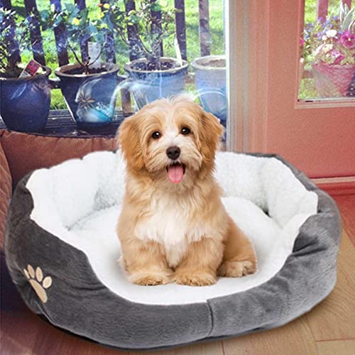 Cama para perro suave para dormir, cojín cálido con caricia, cama para mascotas de abrazos reforzada, sobrellenada para mayor comodidad con soporte para la cabeza y el cuello, cama para gatos lavable