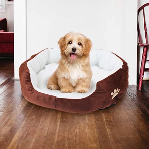Cama para perro suave para dormir, cojín cálido con caricia, cama para mascotas de abrazos reforzada, sobrellenada para mayor comodidad con soporte para la cabeza y el cuello, cama para gatos lavable