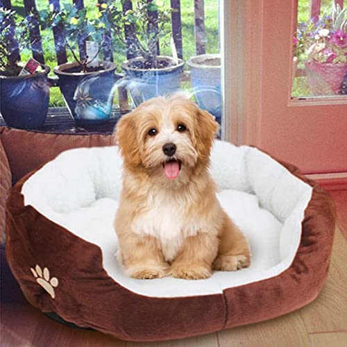 Cama para perro suave para dormir, cojín cálido con caricia, cama para mascotas de abrazos reforzada, sobrellenada para mayor comodidad con soporte para la cabeza y el cuello, cama para gatos lavable
