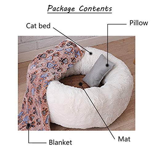 Cama para Perros y Gatos, Cama para Perros de Felpa Tipo Donut, cojín de Felpa Suave Redondo cálido para Mascotas (Medium)