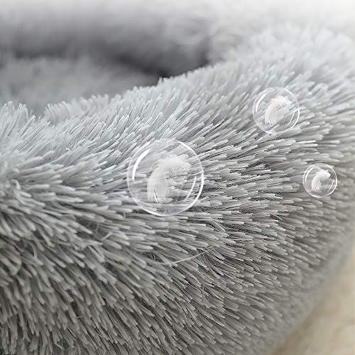 Cama Para Perros Y Gatos Luxury Shag Fur Donut Cuddler Round Donut Dog Beds Indoor Pillow Cuddler,Calming Bed for Improved Sleep, Non-Slip, Machine Washable,Caqui,S