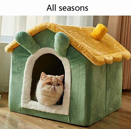 Cama para Perros y Gatos Modelado de dibujos animados Casa de mascotas Portátil Cara grande Cama de gato Nido Cara caliente para mascotas Sofá mascota mullido Fondo antideslizante para gatos medianos