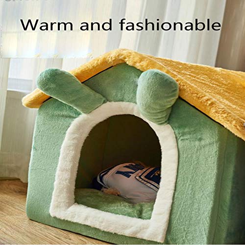 Cama para Perros y Gatos Modelado de dibujos animados Casa de mascotas Portátil Cara grande Cama de gato Nido Cara caliente para mascotas Sofá mascota mullido Fondo antideslizante para gatos medianos