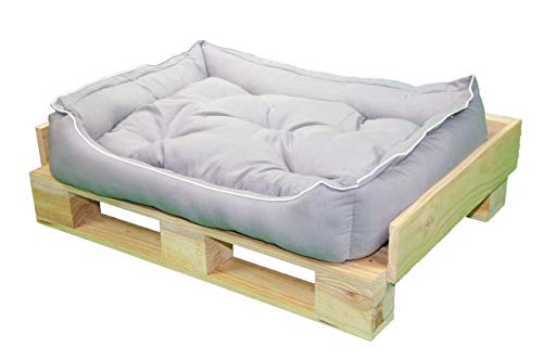 Cama para Perros y Gatos, Sofá para Perros/Gatos, Cesta para Perros/Gatos con Cojín Extraíble de Color Gris + Cama Palet Europeo NUEVOS A ESTRENAR (L, Colchoneta)