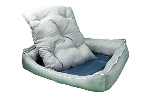 Cama para Perros y Gatos, Sofá para Perros/Gatos, Cesta para Perros/Gatos con Cojín Extraíble de Color Gris + Cama Palet Europeo NUEVOS A ESTRENAR (L, Colchoneta)
