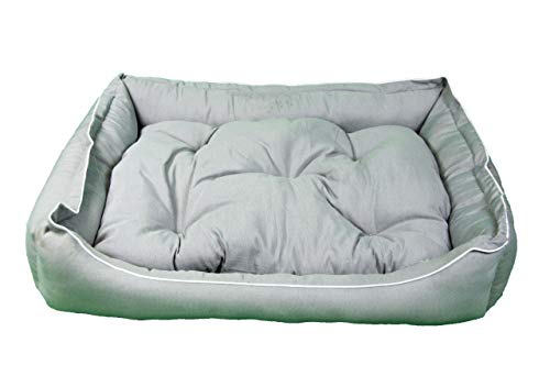 Cama para Perros y Gatos, Sofá para Perros/Gatos, Cesta para Perros/Gatos con Cojín Extraíble de Color Gris + Cama Palet Europeo NUEVOS A ESTRENAR (L, Colchoneta)